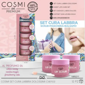 Cosmi premium happy skincare lip sorub lip mask lip balm rosa