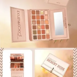 Paleta de colores de sombas de ojos,colorete y iluminadores