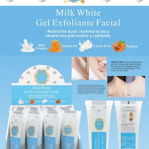 Gel exfoliante facial milk white 120 ml esencia arabe kiss beauty skin clinic