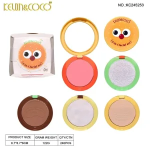 5 en 1 de kevin coco colorete iluminador brillo labial contorno polvo compacto para niñas y adultos
